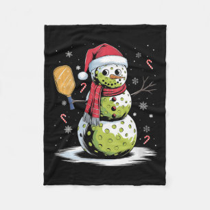 Vrouwen Funny Pickleball Snowman Santa Hat Xmas Co Fleece Deken