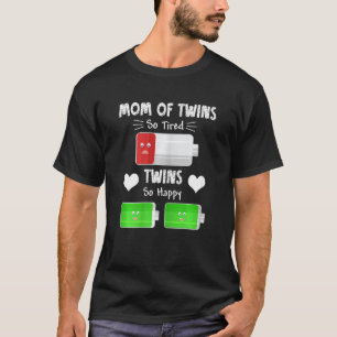 Vrouwen Funny Tired Twin Mam Low Battery Charge Mo T-shirt
