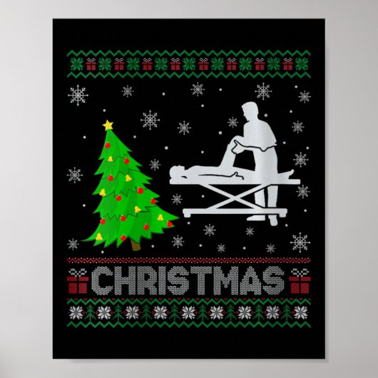 Vrouwen Fysiotherapeut Kerstboom Lighting Ugly Poster (Voorkant)