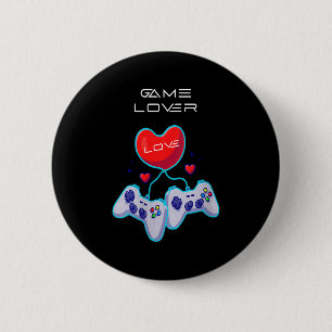 Vrouwen Gamer Paar Liefde Gamepad Hart Humor Theme Ronde Button 5,7 Cm