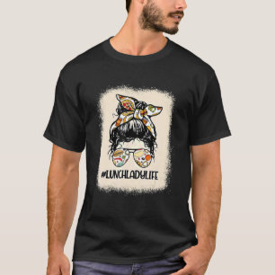 Vrouwen Gebleekte Lunch Lady Messy Bun Lunch Lady T-shirt