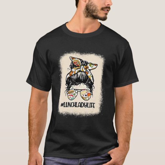 Vrouwen Gebleekte Lunch Lady Messy Bun Lunch Lady T-shirt (Voorkant)