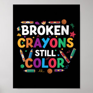 Vrouwen gebroken kleurpotloden kleuren nog steeds poster