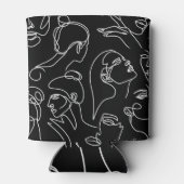 Vrouwen geconfronteerd met Abstract tekenpatroon Blikjeskoeler (Achterkant)