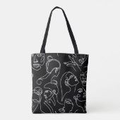 Vrouwen geconfronteerd met Abstract tekenpatroon Tote Bag (Achterkant)
