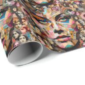 vrouwen geconfronteerd met abstracte collage pop k cadeaupapier (Rol Hoek)