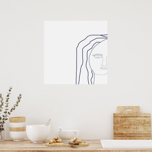 Vrouwen geconfronteerd met abstracte poster (Keuken)