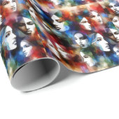 vrouwen geconfronteerd met abstracte waterverven p cadeaupapier (Rol Hoek)