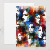 vrouwen geconfronteerd met abstracte waterverven p feestdagenkaart (Voorkant / Achterkant)