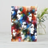 vrouwen geconfronteerd met abstracte waterverven p feestdagenkaart (Staand voorkant)
