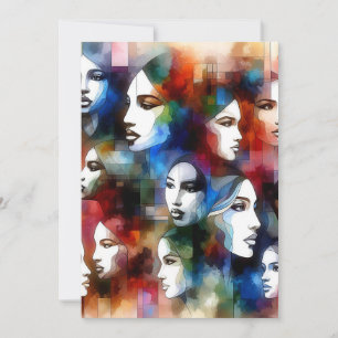 vrouwen geconfronteerd met abstracte waterverven p feestdagenkaart
