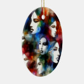 vrouwen geconfronteerd met abstracte waterverven p keramisch ornament (Rechts)