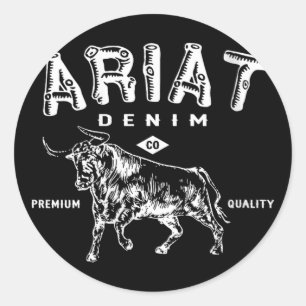 Vrouwen geïnspireerd Shirt, Ariat Denim Bull, W Ronde Sticker