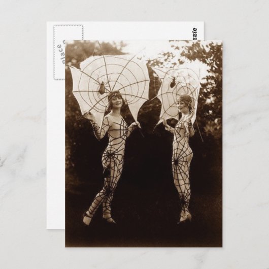  vrouwen gekleed als spinwebs briefkaart (Voorkant / Achterkant)