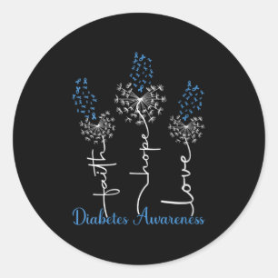 Vrouwen Geloof Hoop Liefde Diabetes Awareness V-ha Ronde Sticker