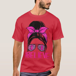 Vrouwen geloven dat Bun Leopard Pink Ribbon Breas T-shirt
