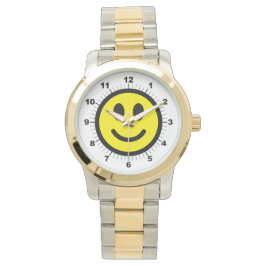 Vrouwen Gelukkig gezicht Oversized Two-Tone horlog Horloge