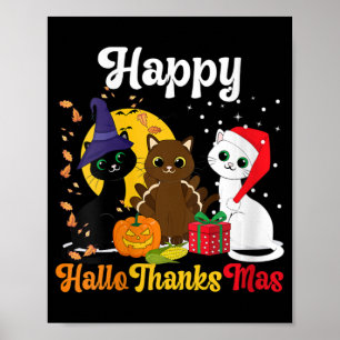 Vrouwen Gelukkig Hallothanksma Katten Halloween Ke Poster