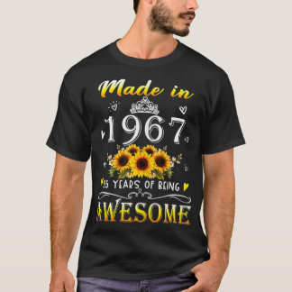 Vrouwen gemaakt in 1967 Sunflower 55e dag 55 jaar  T-shirt