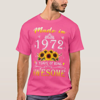 Vrouwen gemaakt in 1972 Zonnebloem 50 jaar of oude T-shirt