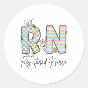 Vrouwen Geregistreerd Verpleegster Paashaas Bunny Ronde Sticker