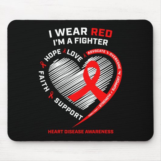Vrouwen Geschenken Strijder Red Fighter Heart Dise Muismat (Voorkant)