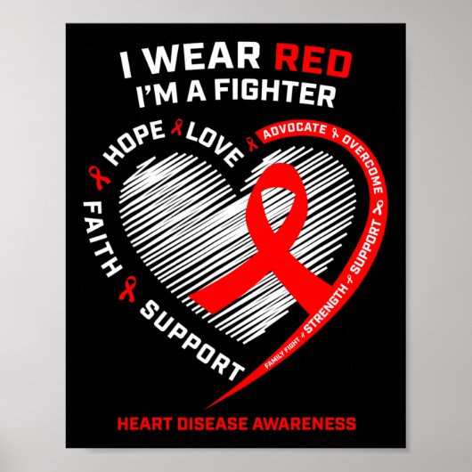 Vrouwen Geschenken Strijder Red Fighter Heart Dise Poster (Voorkant)