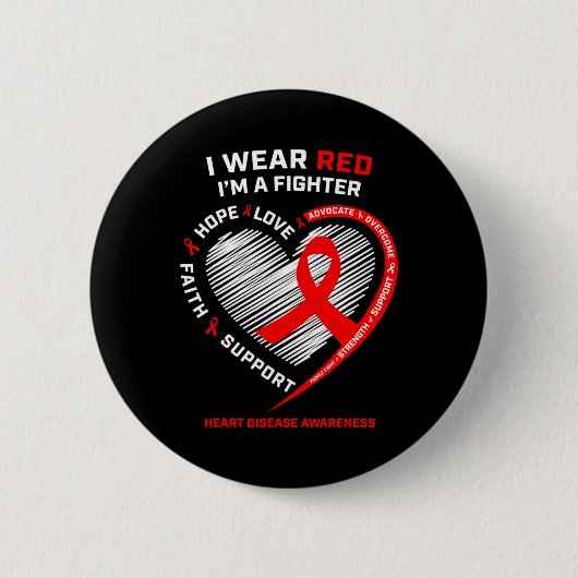 Vrouwen Geschenken Strijder Red Fighter Heart Dise Ronde Button 5,7 Cm (Voorkant)