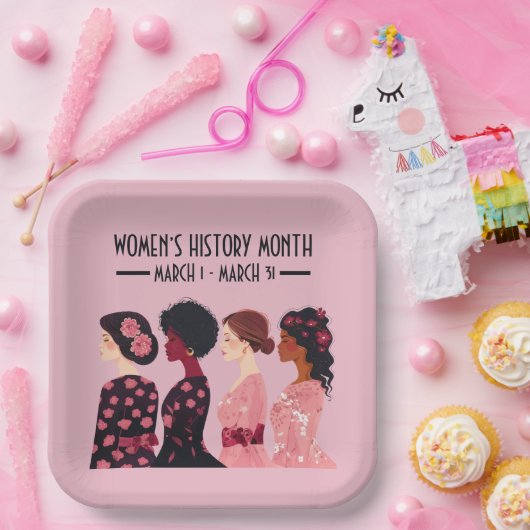 Vrouwen Geschiedenis Maand Wereldwijde Vrouwen Roz Papieren Bordje (Feest)