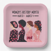 Vrouwen Geschiedenis Maand Wereldwijde Vrouwen Roz Papieren Bordje (Voorkant)