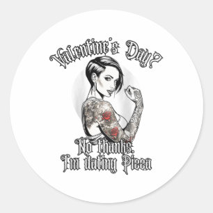 Vrouwen getatoeëerd alleenstaande vrouw geïnkt vro ronde sticker