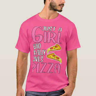 Vrouwen geven alleen een meisje dat echt van pizza t-shirt