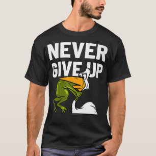 Vrouwen geven nooit op Kikker Vogel Verstikken Gra T-shirt