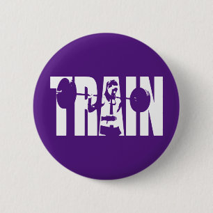 Vrouwen Gewichtheffen Motivatie - TRAIN Ronde Button 5,7 Cm