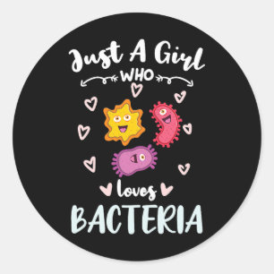 Vrouwen gewoon een meisje dat houdt van bacteriën ronde sticker