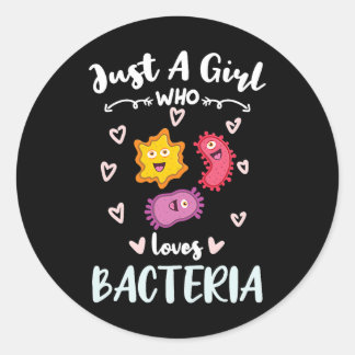 Vrouwen gewoon een meisje dat houdt van bacteriën ronde sticker
