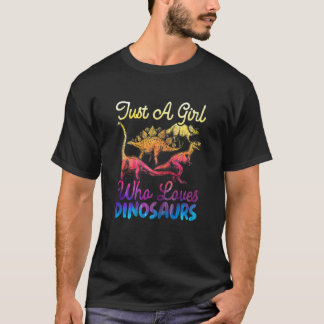 Vrouwen Gewoon Een Meisje Dat Van Dinosauriërs Hou T-shirt