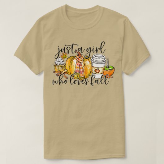 Vrouwen gewoon een meisje dat van Herfst Pumpkin S T-shirt (Design voorkant)