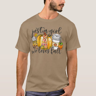 Vrouwen gewoon een meisje dat van Herfst Pumpkin S T-shirt