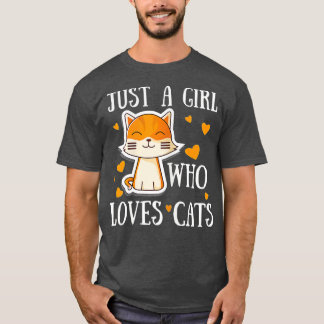 Vrouwen Gewoon een meisje dat van katten houdt T-shirt
