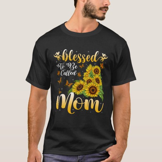 Vrouwen Gezegend om moeder zonnebloem moeders geno T-shirt (Voorkant)