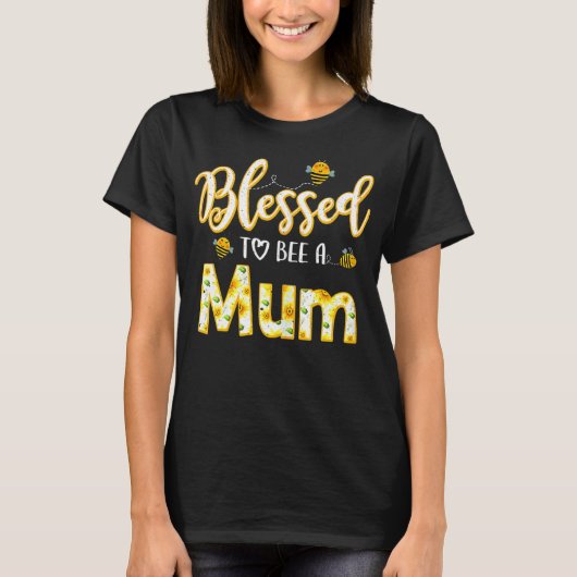 Vrouwen Gezegende Bloem Patroon Bijen Moeder Groot T-shirt (Voorkant)