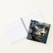 Vrouwen gezicht dat uitsteekt uit het oude gips notitieboek (Binnen)