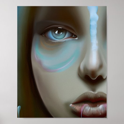 Vrouwen Gezicht | Door AI Gegeneerde Kunst Poster (Voorkant)