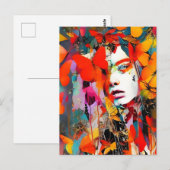 Vrouwen Gezicht in de Vlinders Briefkaart (Voorkant / Achterkant)