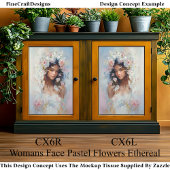 Vrouwen gezicht pastelbloemen etherische CX6L deco Tissuepapier