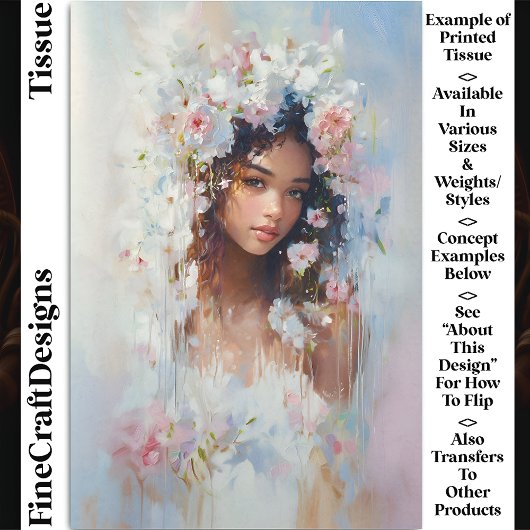 Vrouwen gezicht pastelbloemen etherische CX6R deco Tissuepapier