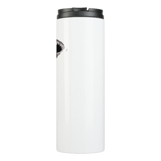 Vrouwen gezicht rode lippenstift donkere ogen make thermosbeker (Achterkant)