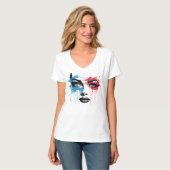 Vrouwen gezicht splash kleuren t-shirt (Voorkant volledig)