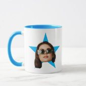 Vrouwen Gezicht Star Grappig Gift, Blauwe ster Gez Mok (Links)